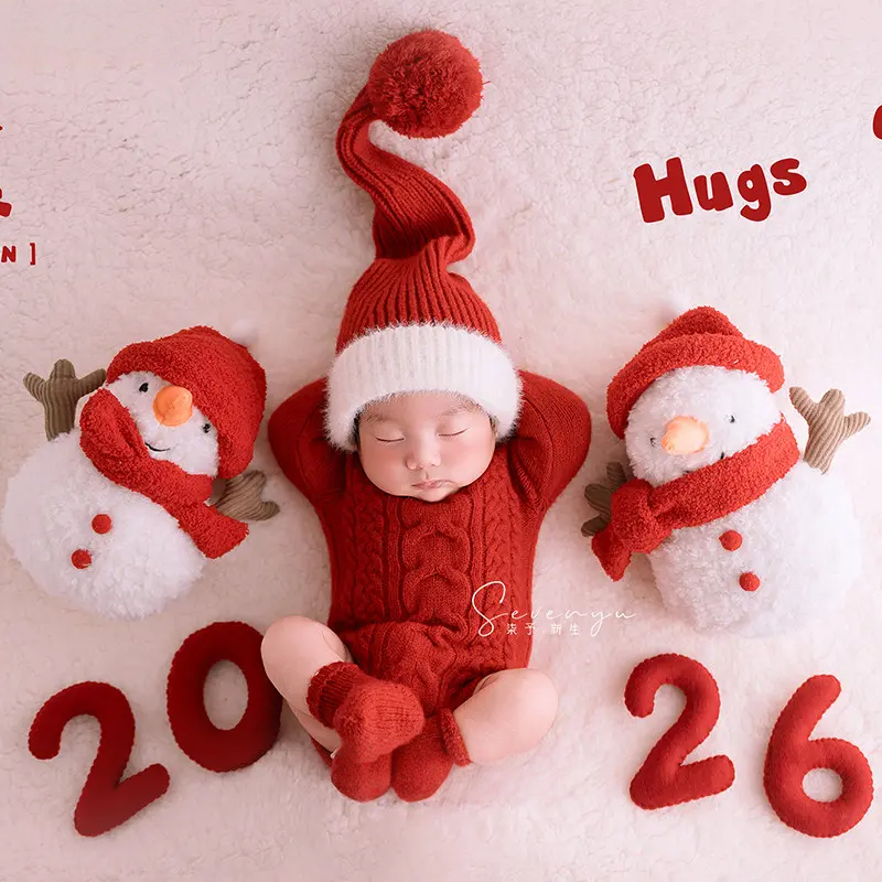 2026 Snowman Theme Set - Red Festive Newborn Photography Props Collection